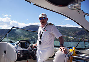 Kelowna Water Taxi Cruises is owned and operated by Peter Brady, offering private leisurely boat cruises and pre-booked water taxi services.